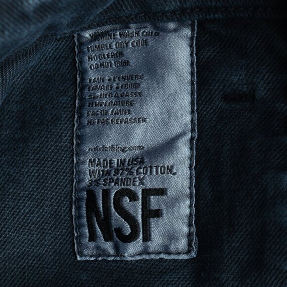 NSF Patch Pocket Denim Jean Streetwear Slim Straight Worn in Indigo Blue Pant - Picture 5 of 9